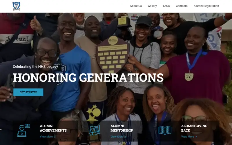 Hospital Hill Alumni website screenshot